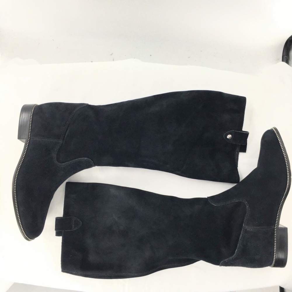 Michael Kors Womens Boot Suede Knee High Studded Black Pull On Riding Sz 7.5 - Picture 7 of 16